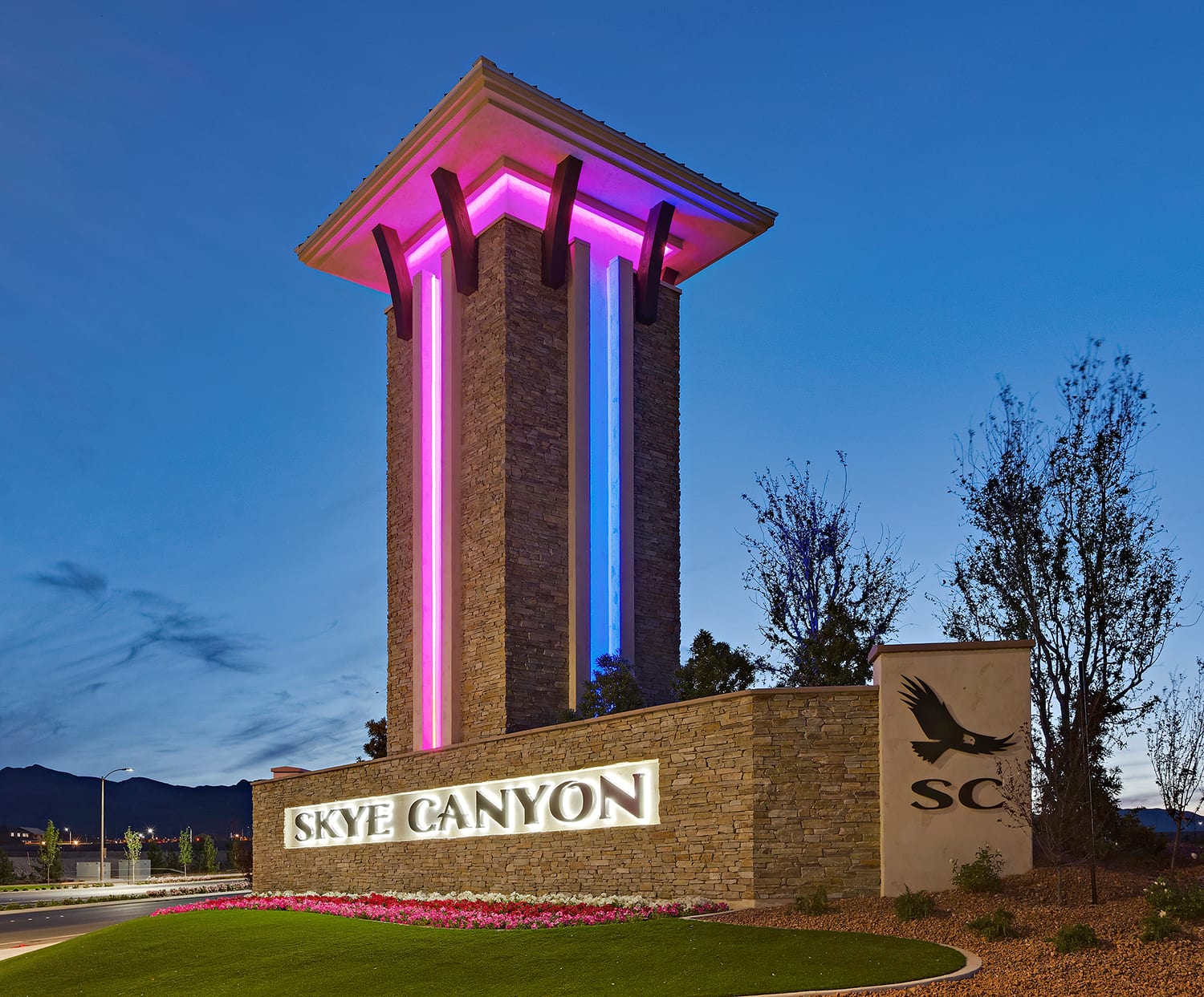 Skye Canyon monument gate at 10111 W Skye Canyon Park Dr Las Vegas NV 89166