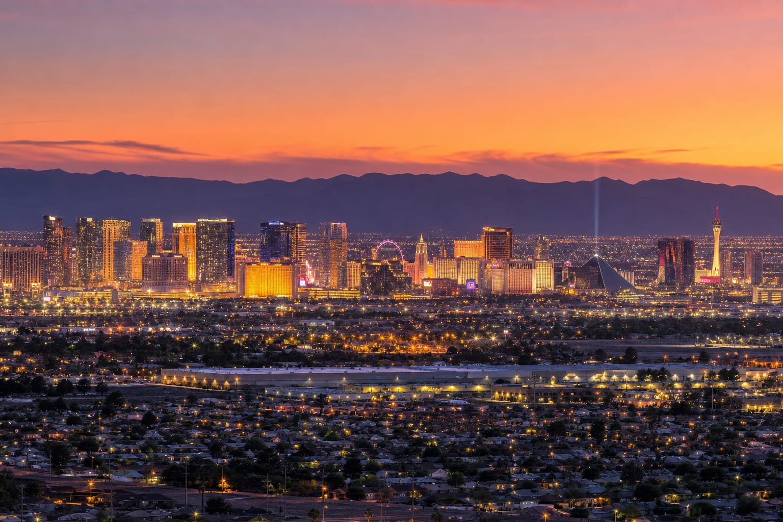 Las Vegas Nevada real estate skyline and mountains